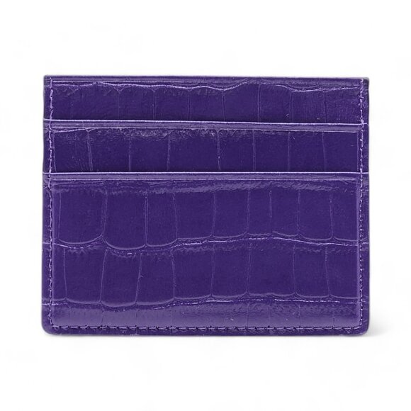 Rockertype Cardholder Wallet Crocodile Embossed Italian Leather Purple - Picture 2 of 4